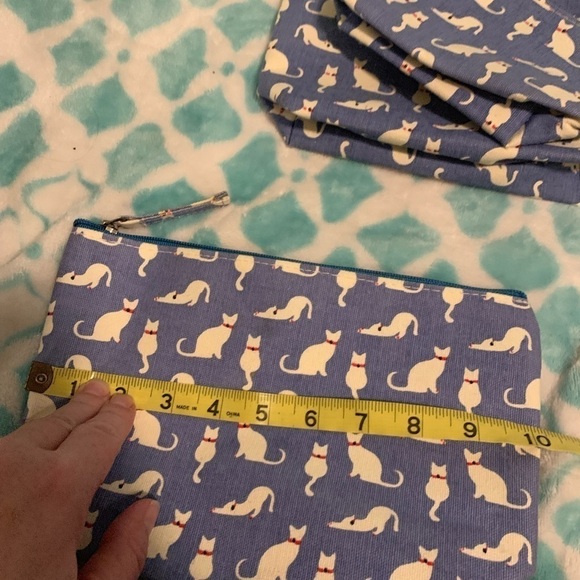 Rock flower paper set of three canvas zipped pouches cat print - Picture 6 of 7